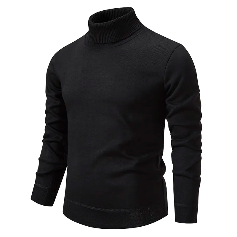 Men's Knit Turtleneck Sweater Slim Fit Long-Sleeve Ribbed Roll-Neck Casual Smart-Casual Layering Autumn Winter Everyday Wear