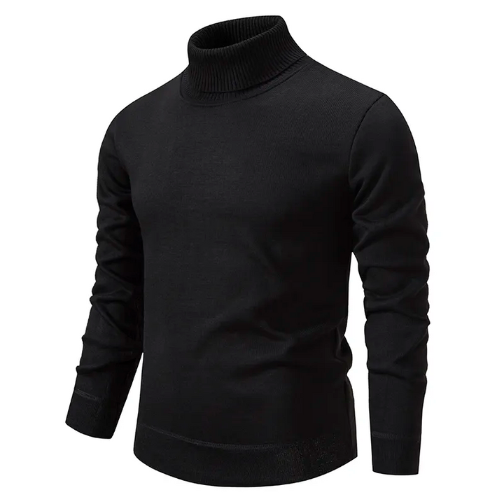Men's Knit Turtleneck Sweater Slim Fit Long-Sleeve Ribbed Roll-Neck Casual Smart-Casual Layering Autumn Winter Everyday Wear