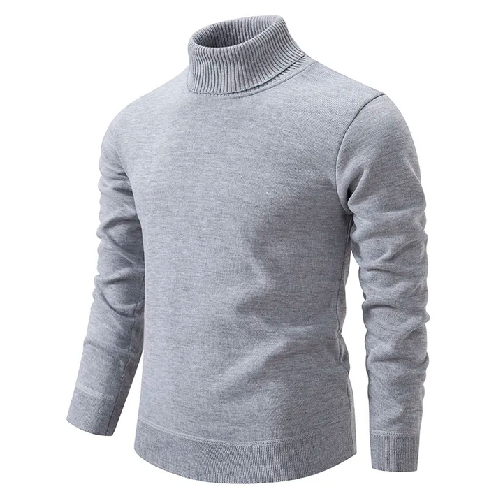 Men's Knit Turtleneck Sweater Slim Fit Long-Sleeve Ribbed Roll-Neck Casual Smart-Casual Layering Autumn Winter Everyday Wear