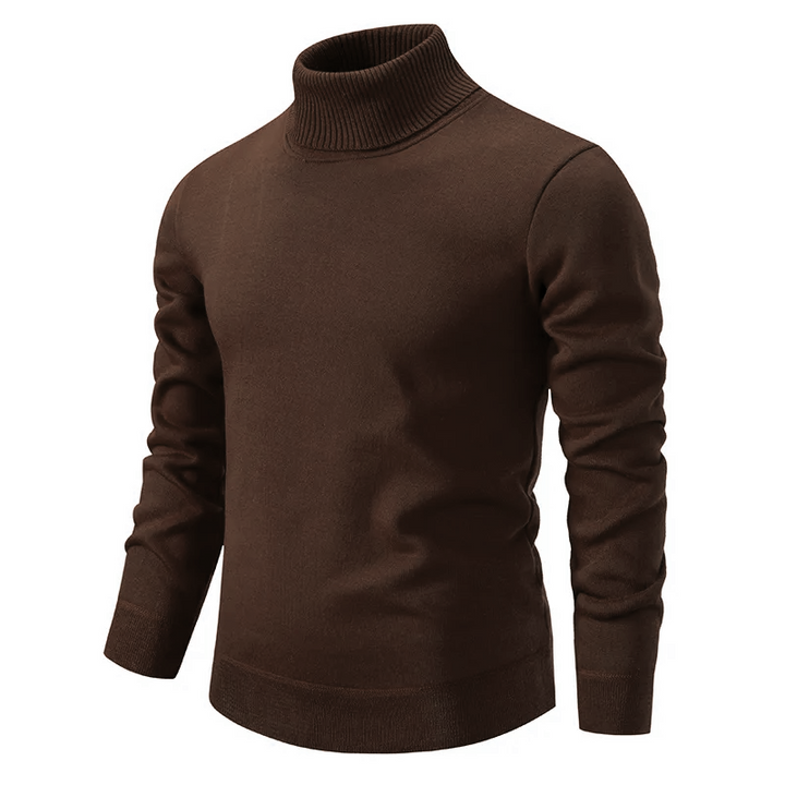 Men's Knit Turtleneck Sweater Slim Fit Long-Sleeve Ribbed Roll-Neck Casual Smart-Casual Layering Autumn Winter Everyday Wear