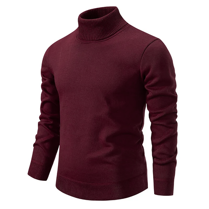 Men's Knit Turtleneck Sweater Slim Fit Long-Sleeve Ribbed Roll-Neck Casual Smart-Casual Layering Autumn Winter Everyday Wear